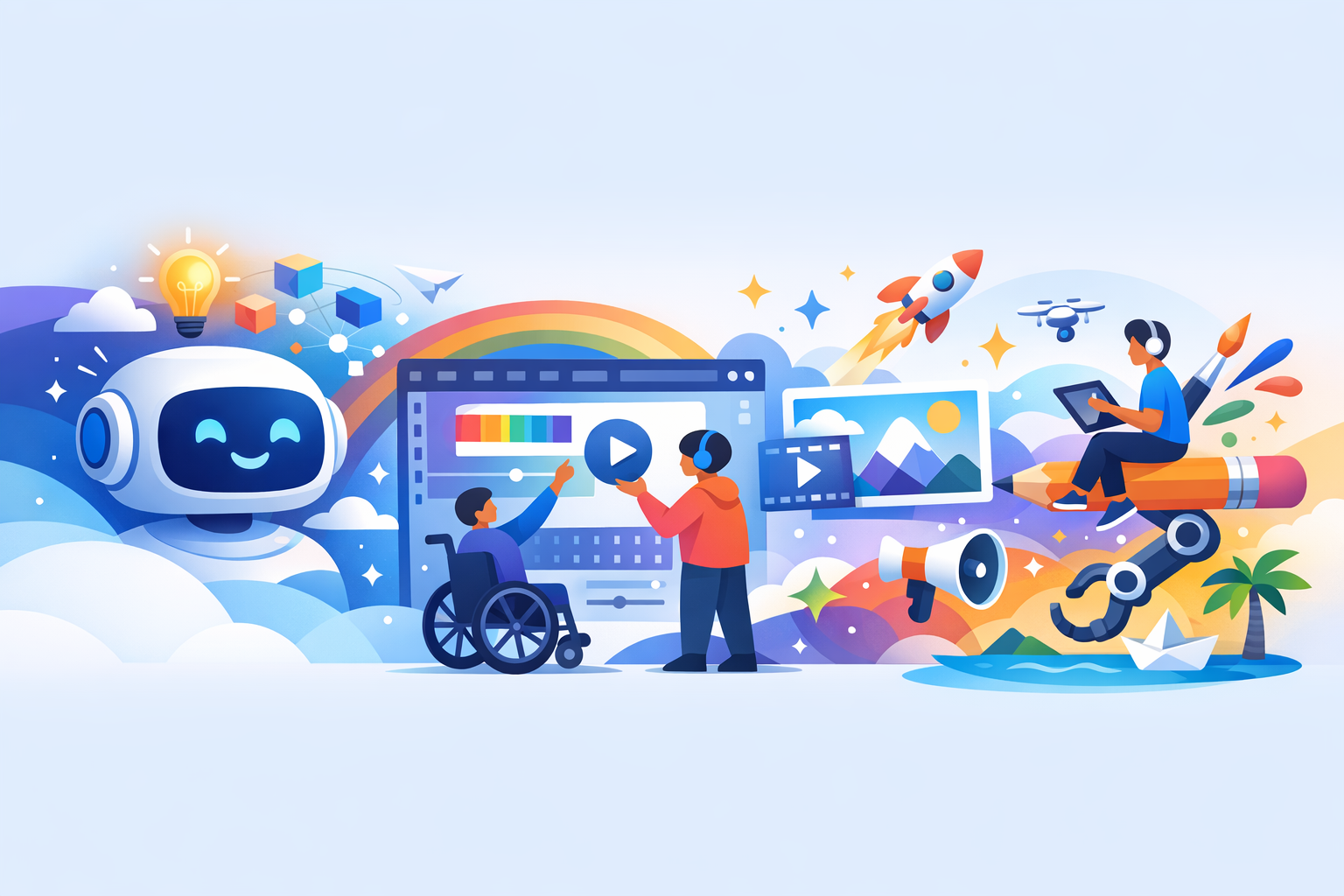 AI and video innovation merging, symbolizing accessibility and creativity.