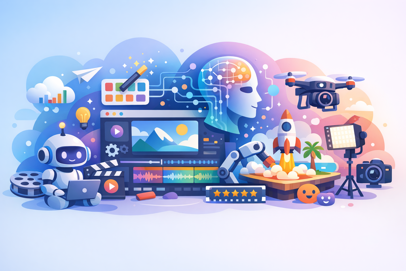 AI in video creation illustration
