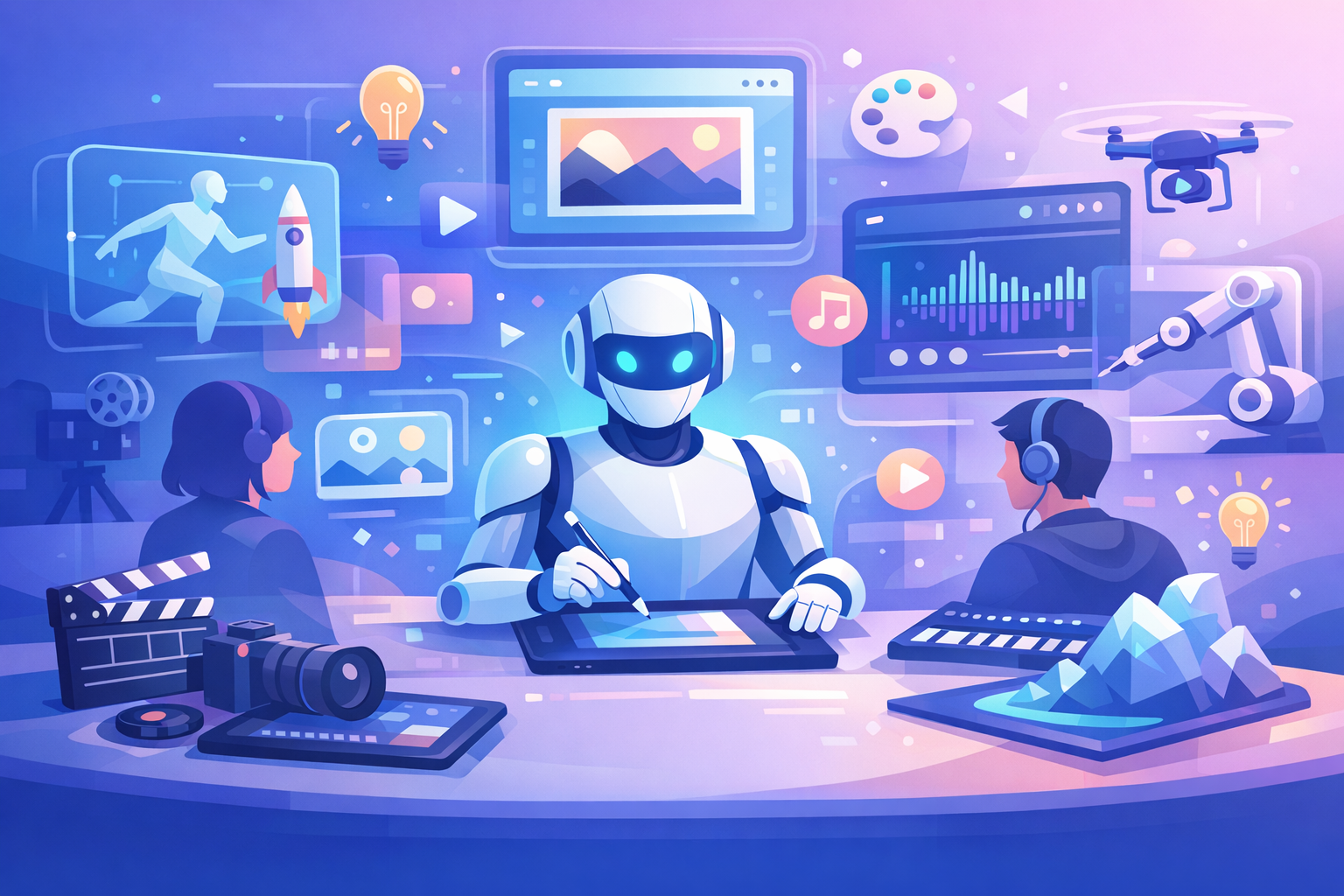 AI-driven creative content development illustration