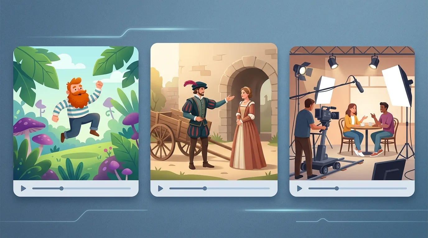 Comparison of stylized, synthetic, and authentic video examples for disclosure review