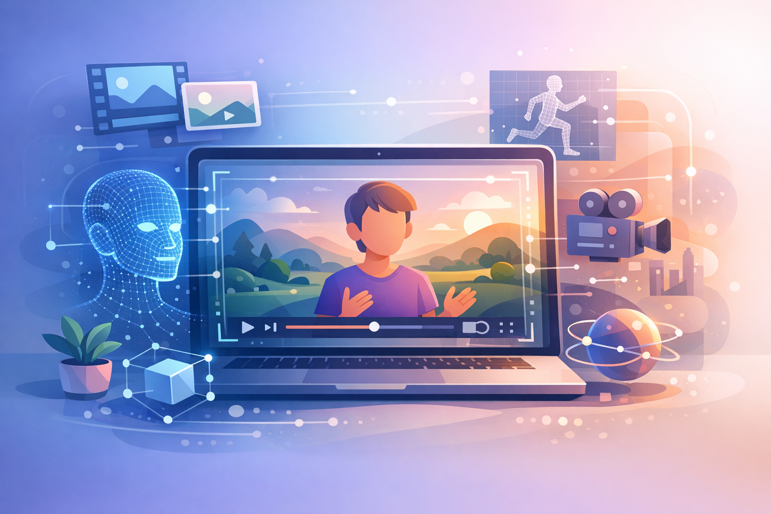 AI video with overlay label illustration