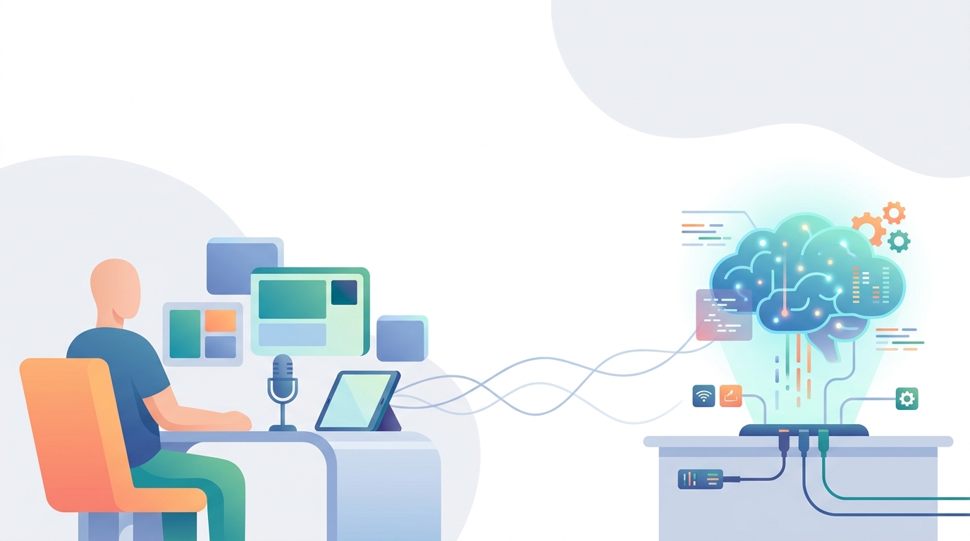 Content creator using AI platform illustration