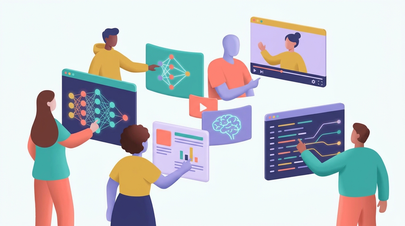 Diverse creators using AI tools for video production