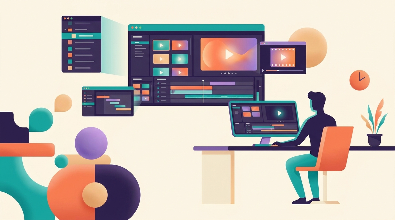 Futuristic workspace for video editing using AI
