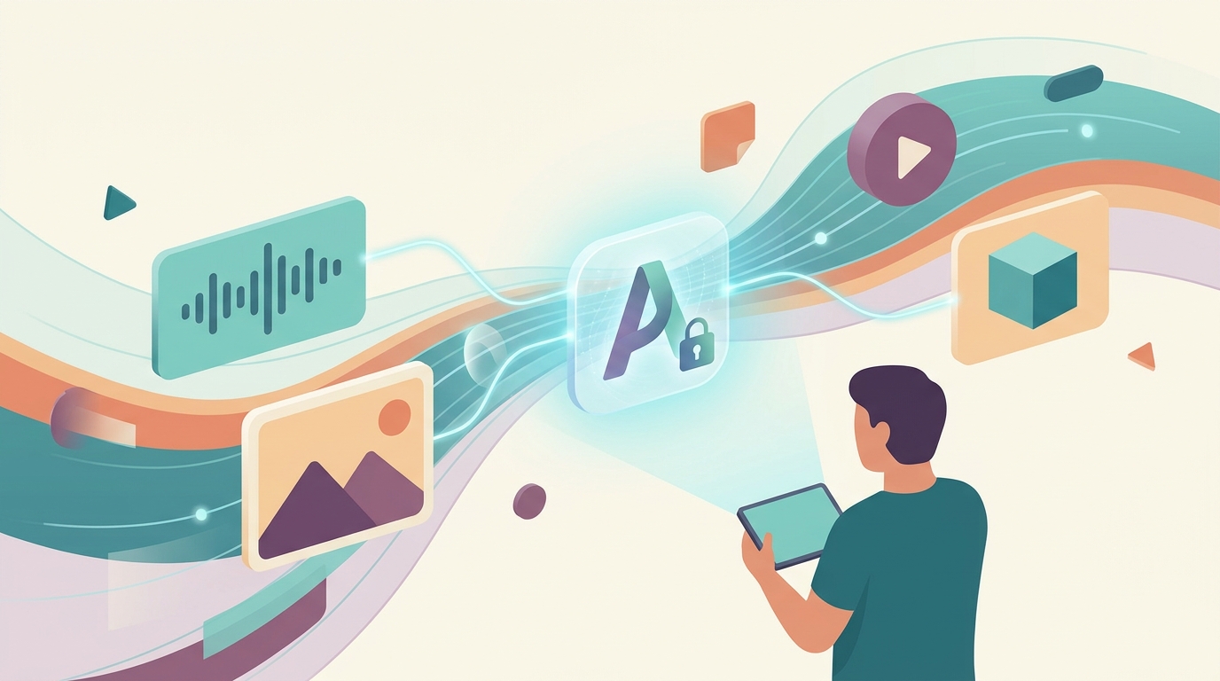 Illustration of AI watermarking in digital content creation