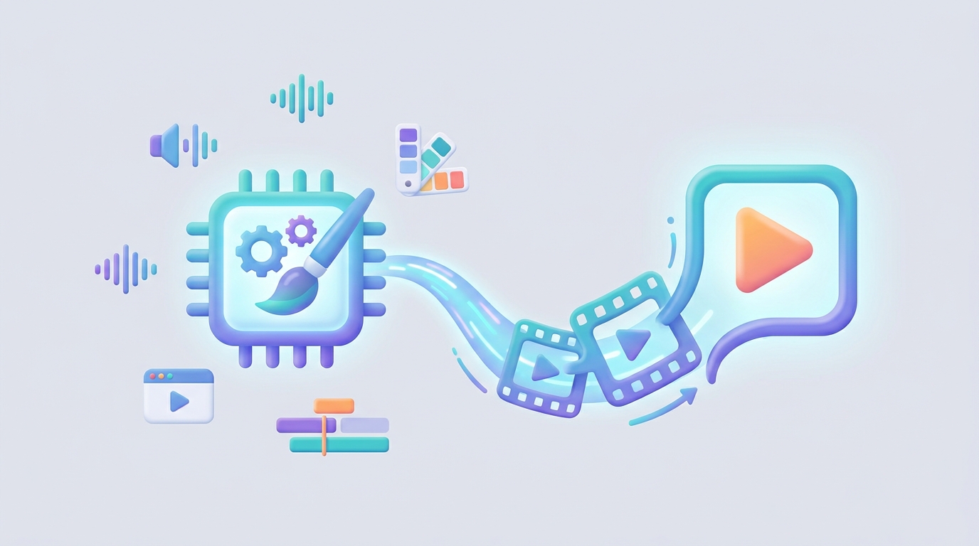 Conceptual image of AI-enhanced video creation tools