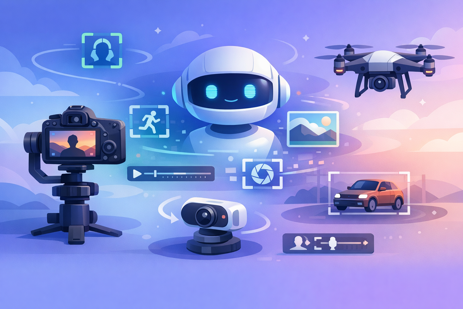 AI controlling camera features illustration.