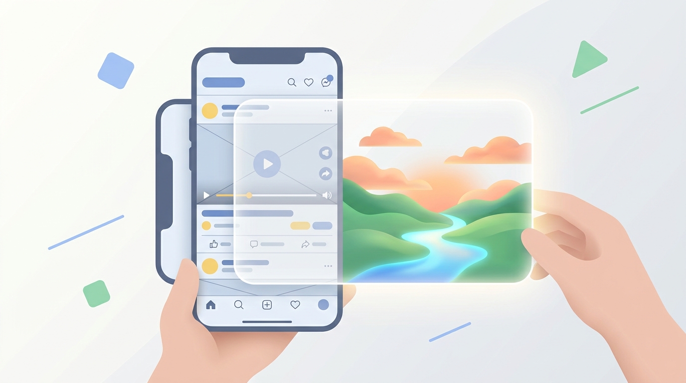 Illustration of YouTube Shorts Clear Screen mode.
