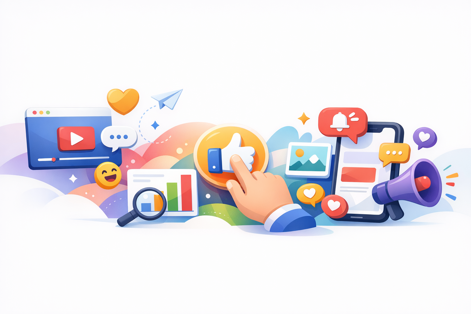 Digital content engagement illustration