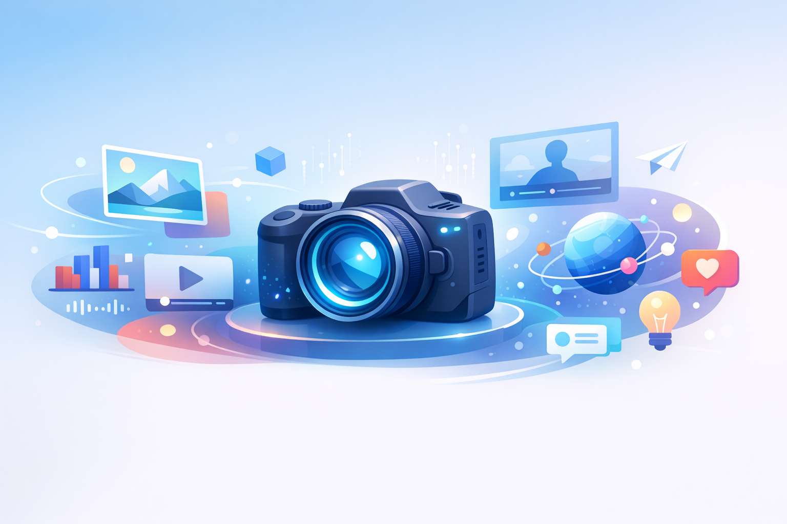 AI camera creatively generating digital video content.