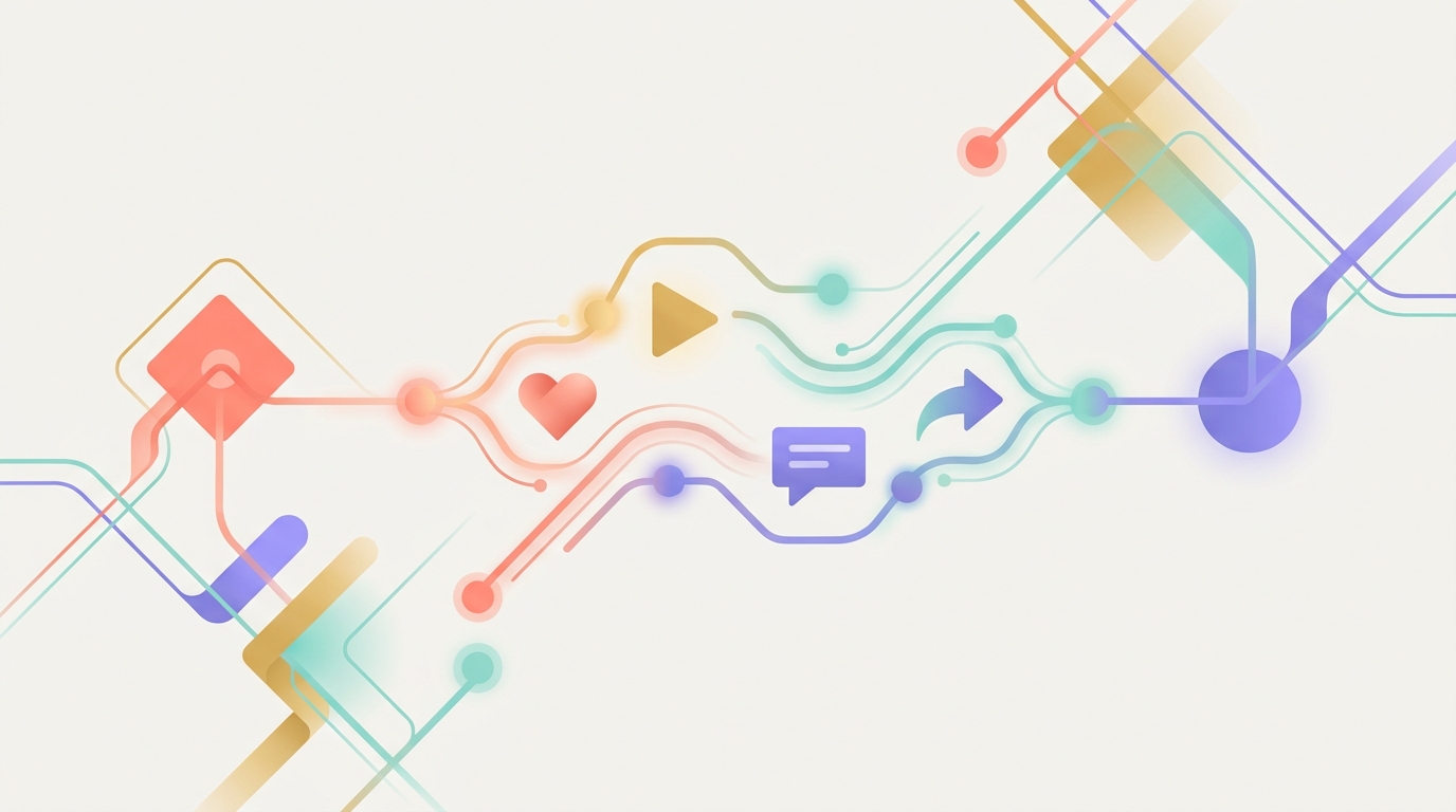 AI-driven algorithm interface with social media icons