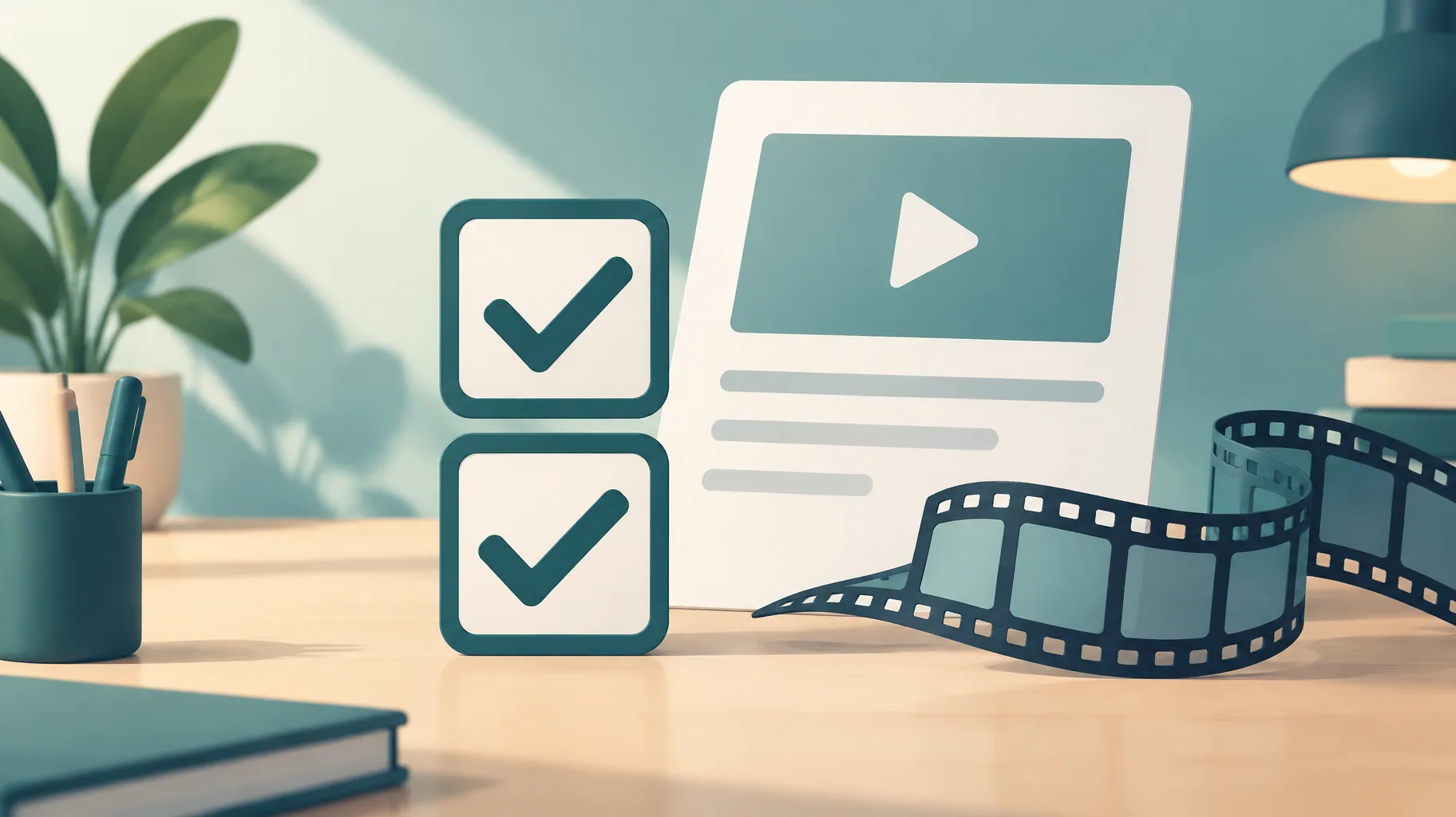 Illustration of a two-check framework for verifying stock footage rights before monetizing a video.