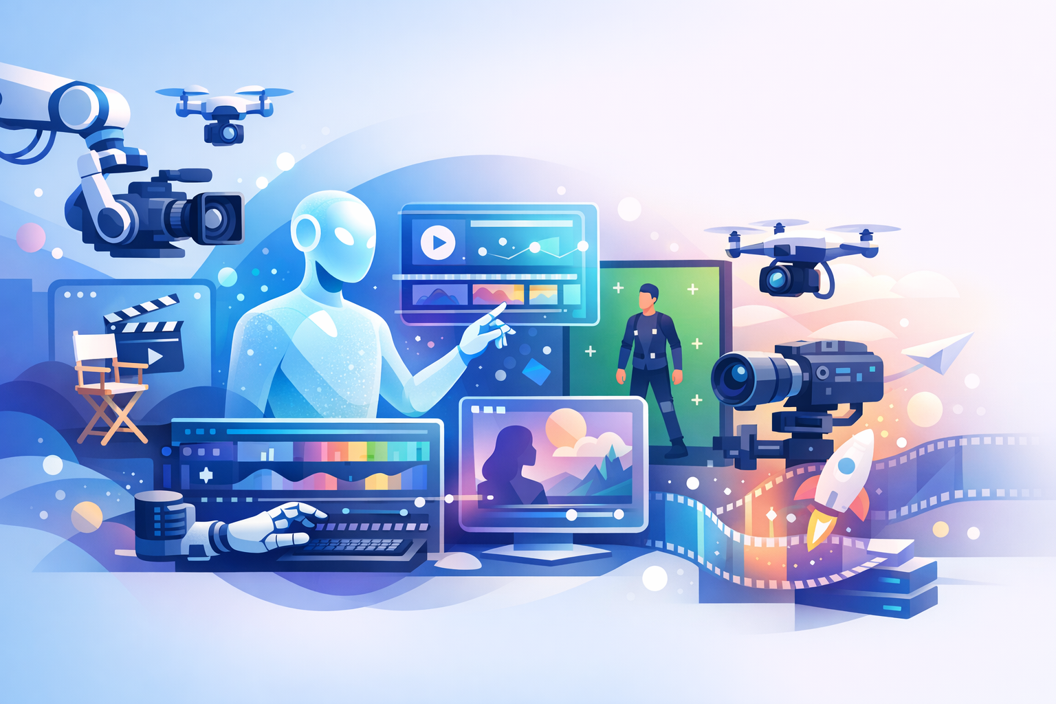 Futuristisk AI videoproduktions koncept