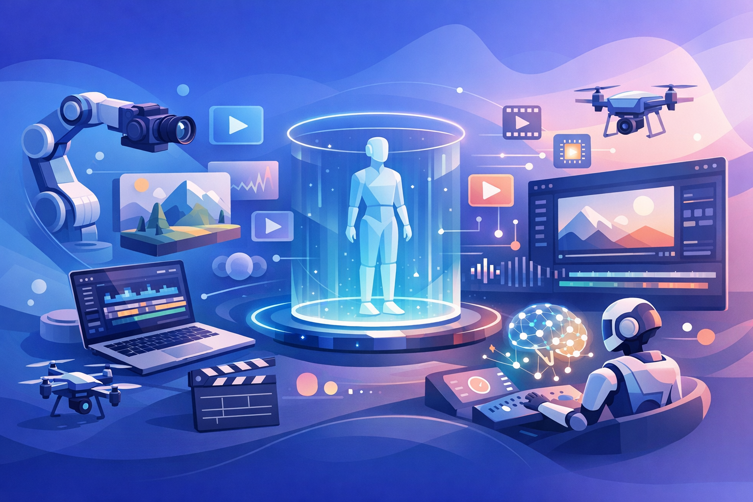 AI video production with futuristic elements