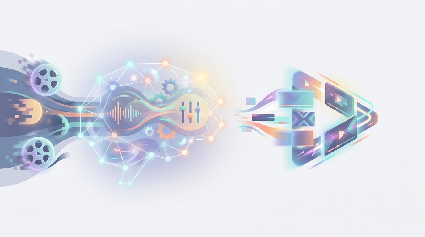Illustration of AI remixing video content.
