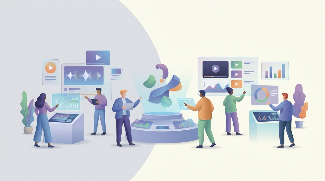 Modern AI workspace illustrating multimedia integration