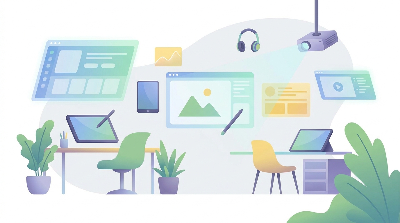 Digital workspace with video creation tools