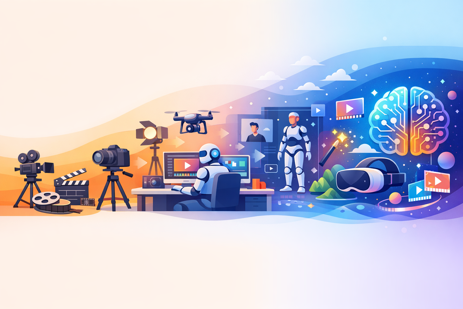 Concept illustration of AI technology evolution in video