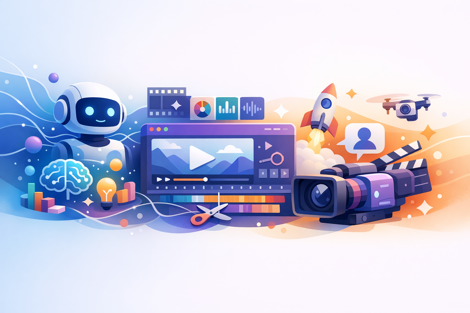 Abstract illustration of AI-enabled video creation