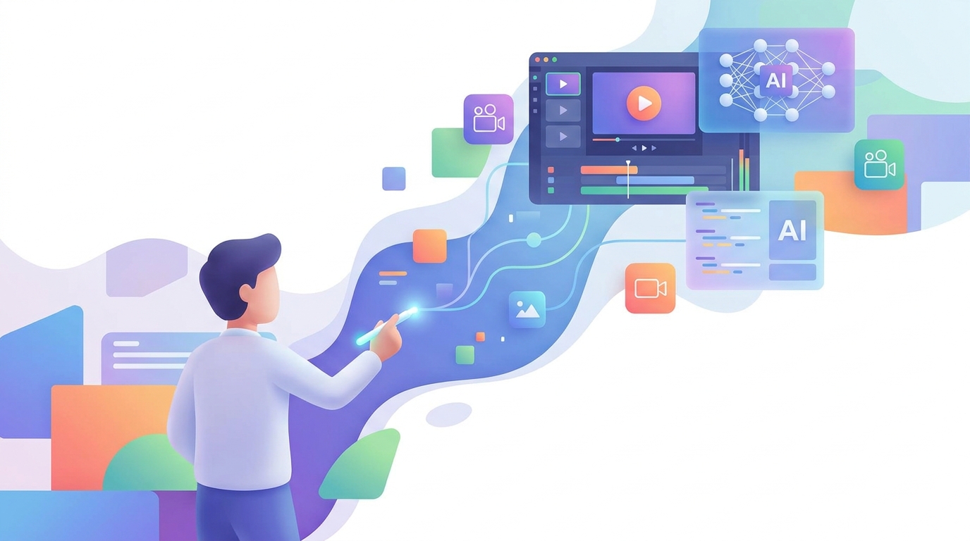 AI-driven video production illustration.