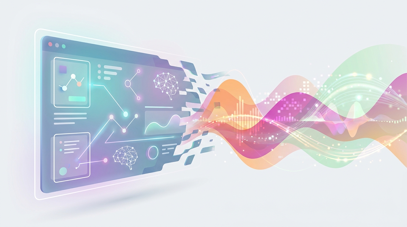 AI interface transforming into dynamic video visuals