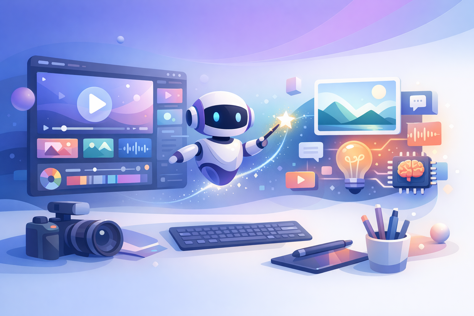 Futuristic AI content creation interface