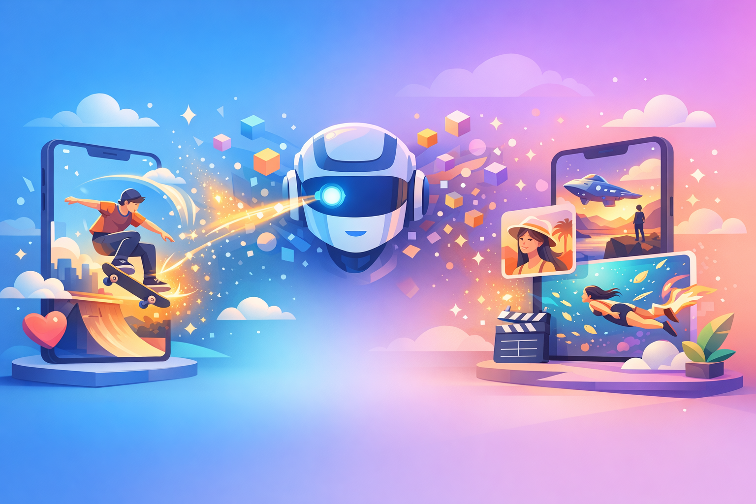AI VFX transforming social media content illustration