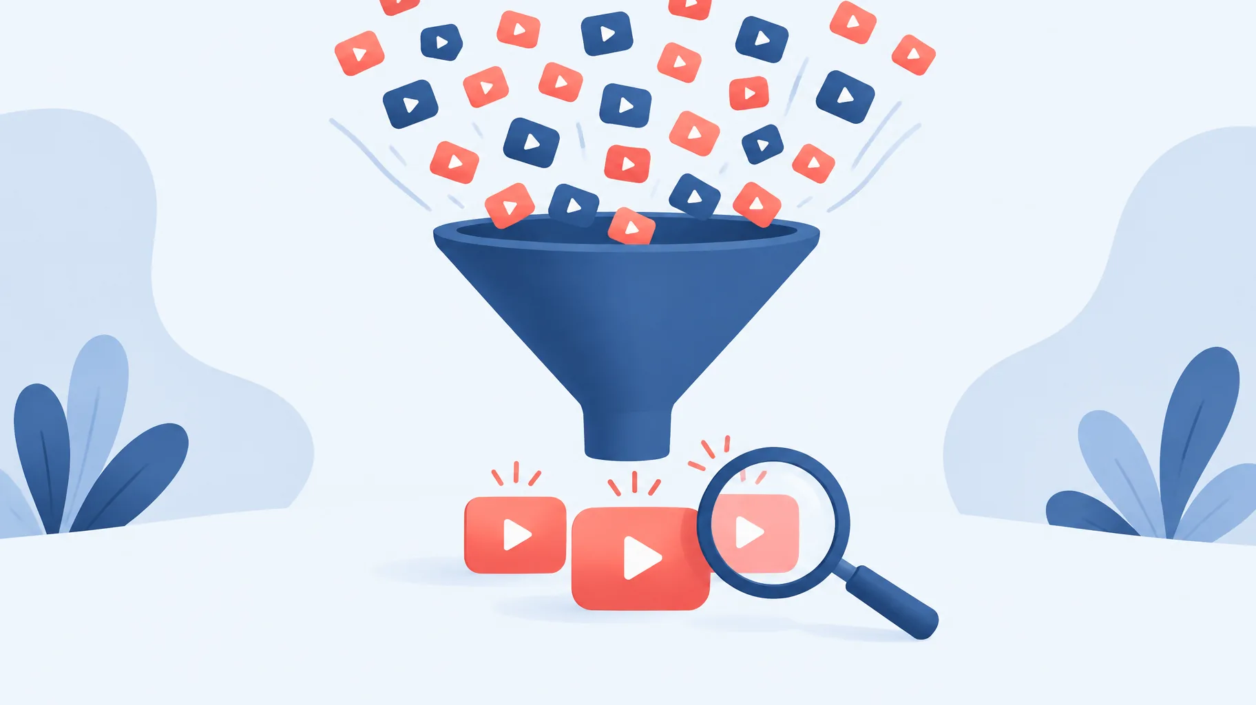 Illustration of a funnel narrowing many niche ideas down to a few testable candidates