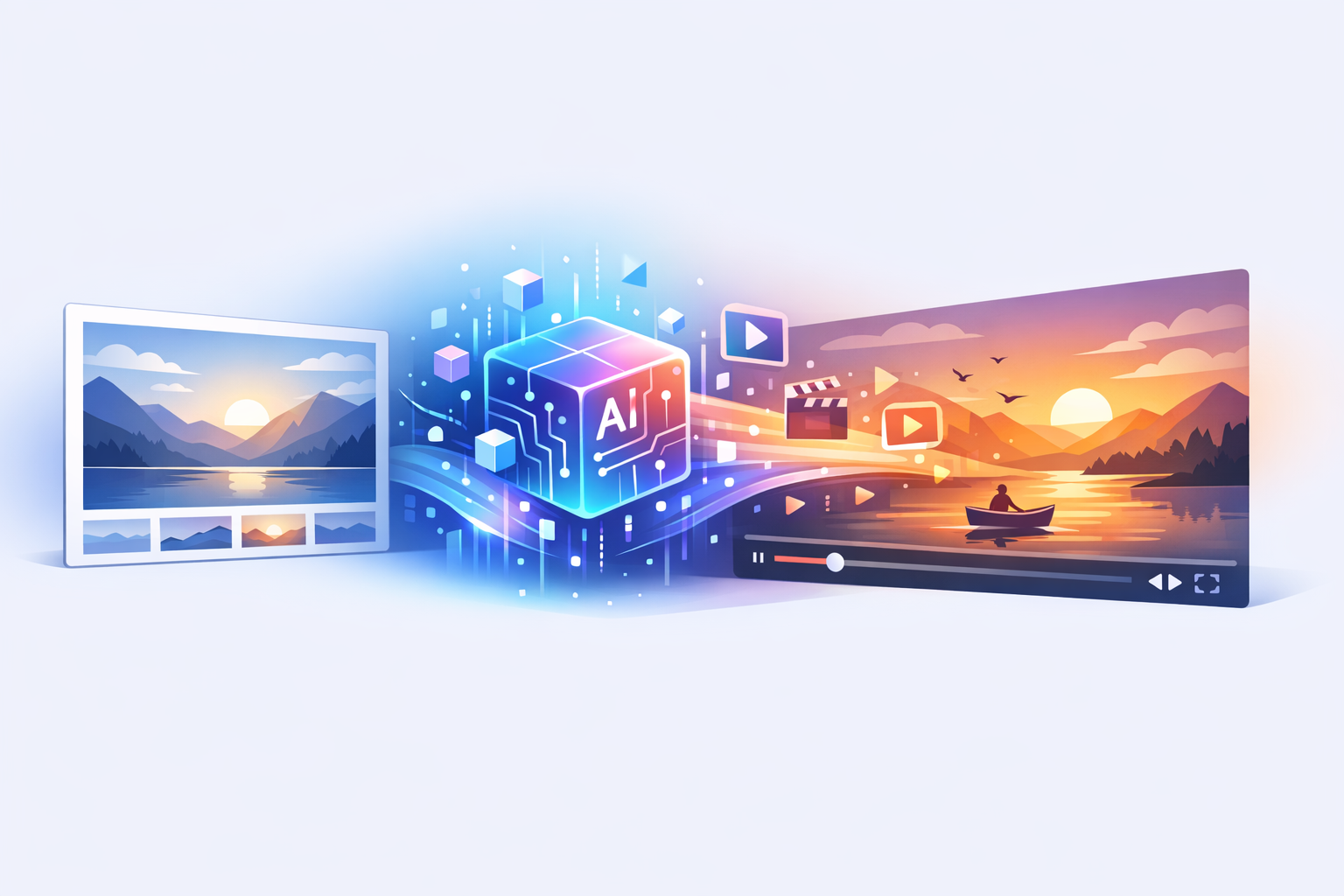 AI converting image to video illustration.