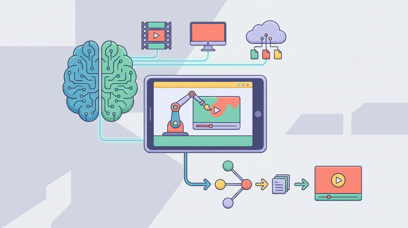 Illustration of AI-generated video workflow