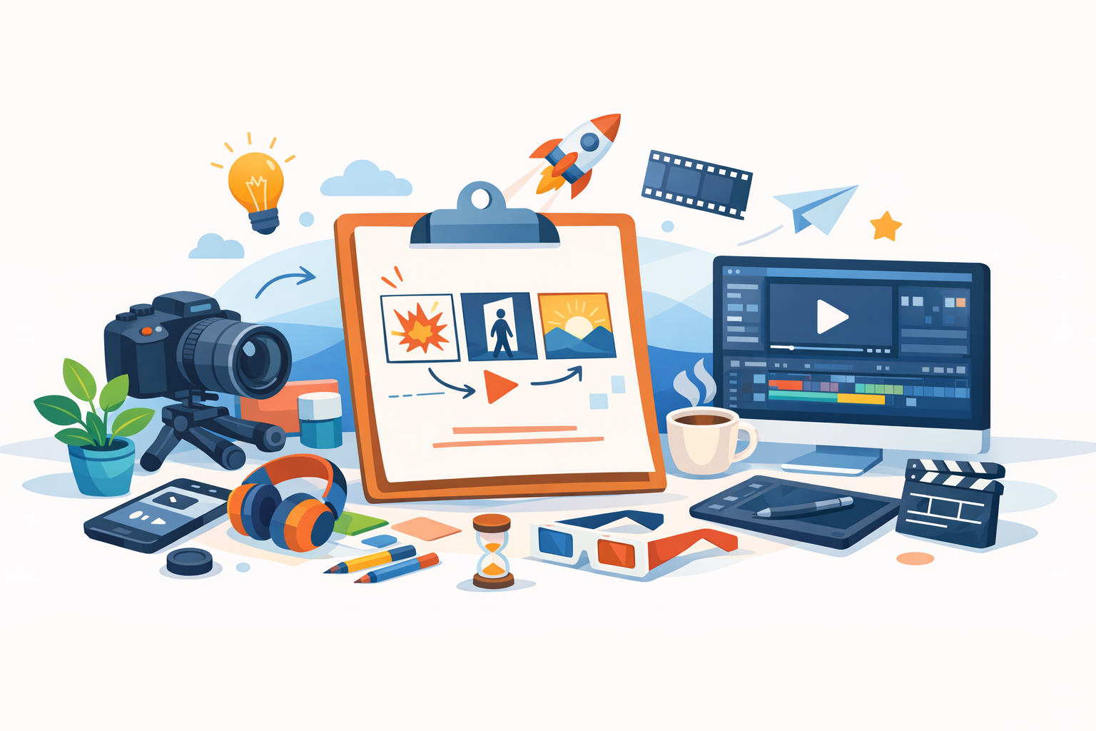 Ruang kreatif untuk merencanakan konten video.