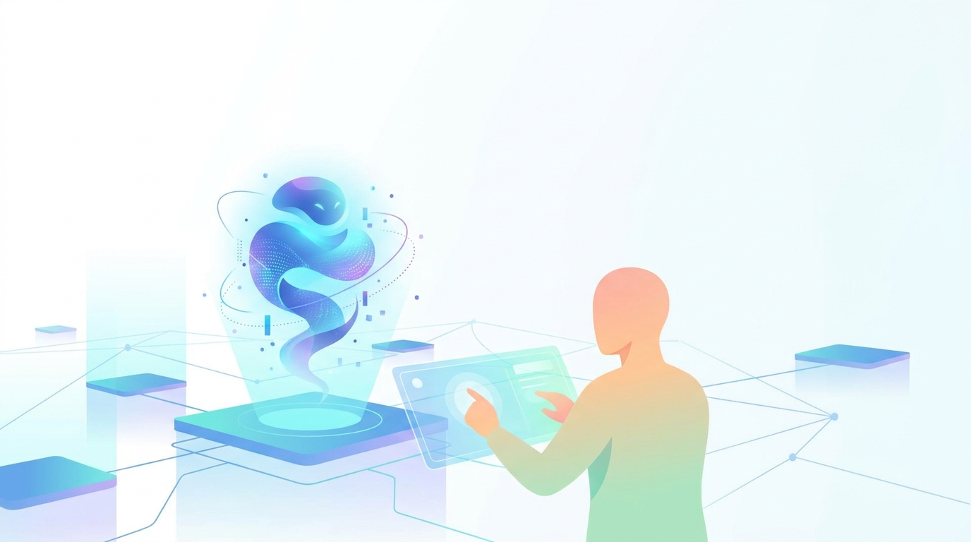 Illustration of AI interacting with user digitally