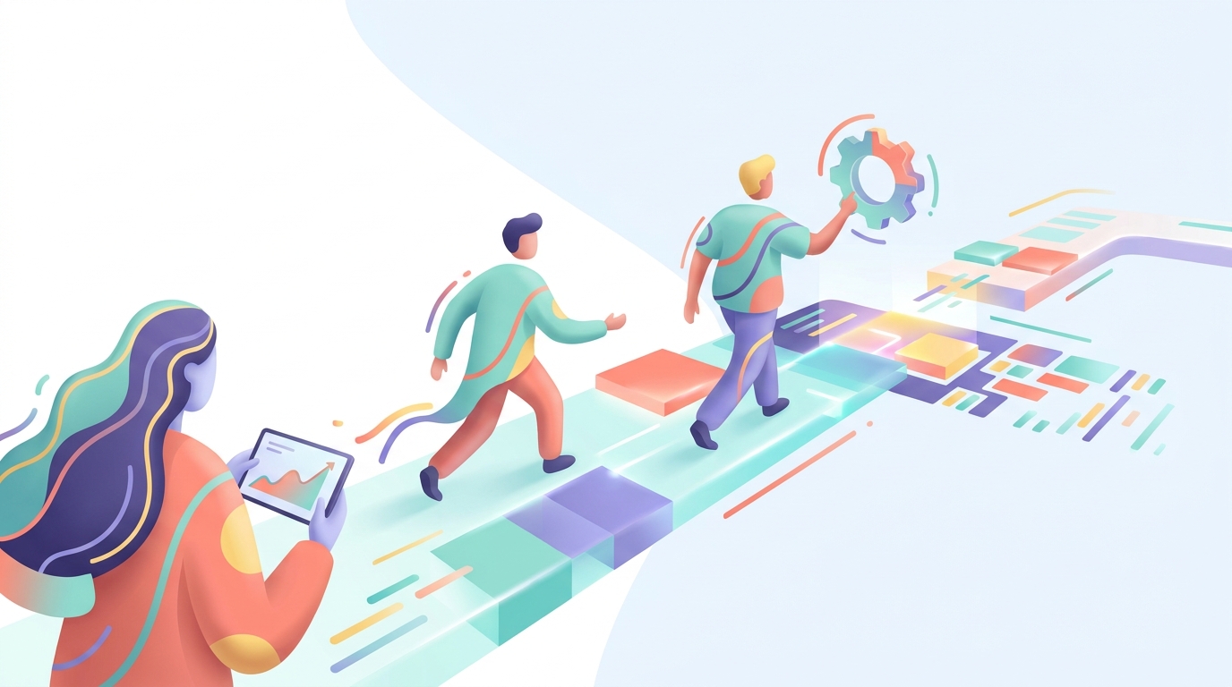 Illustration of creators adapting to new digital platform algorithms