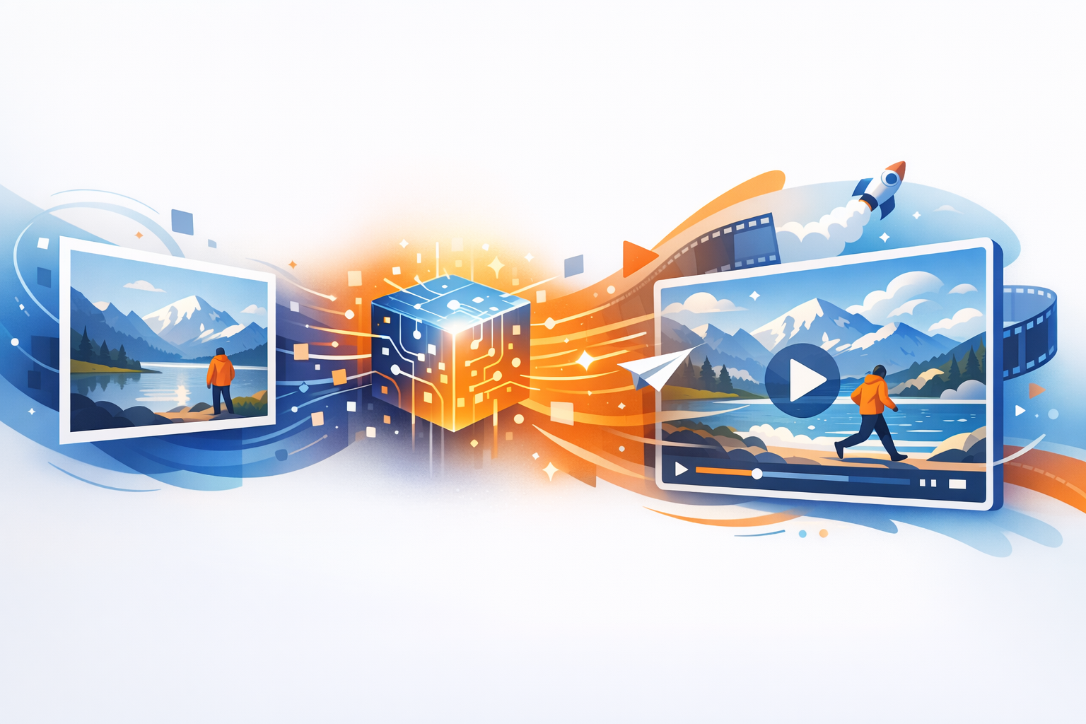 AI converting photo to video illustration.