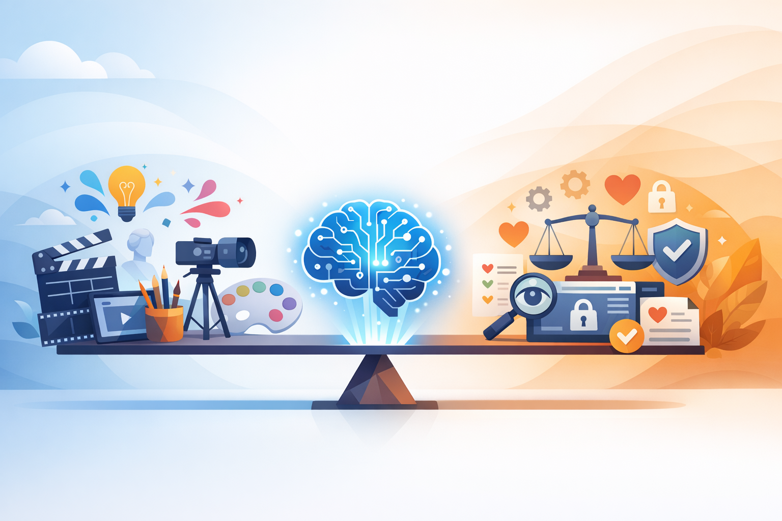 Kreativitet og etik i AI videoproduktion illustration