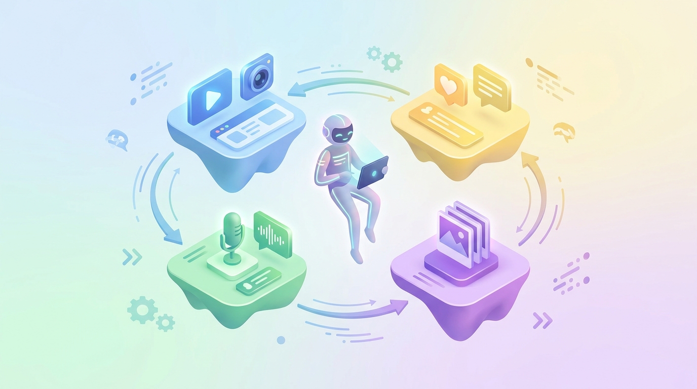 Content creator navigating multiple social media platforms.