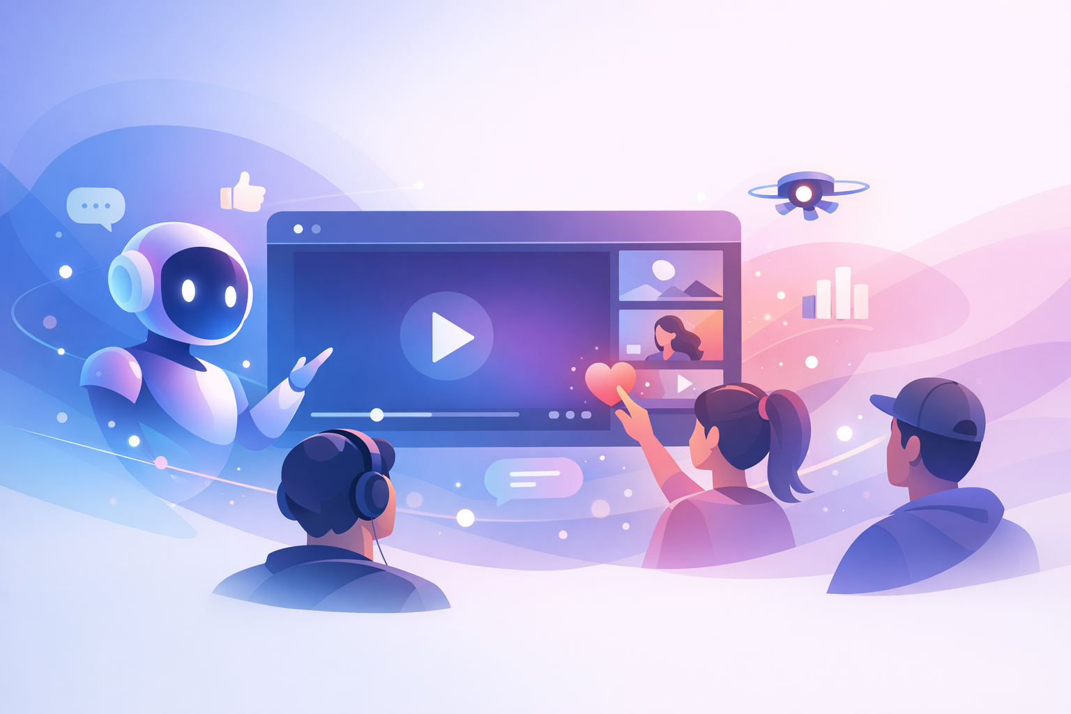 AI-driven video interface engaging with viewers