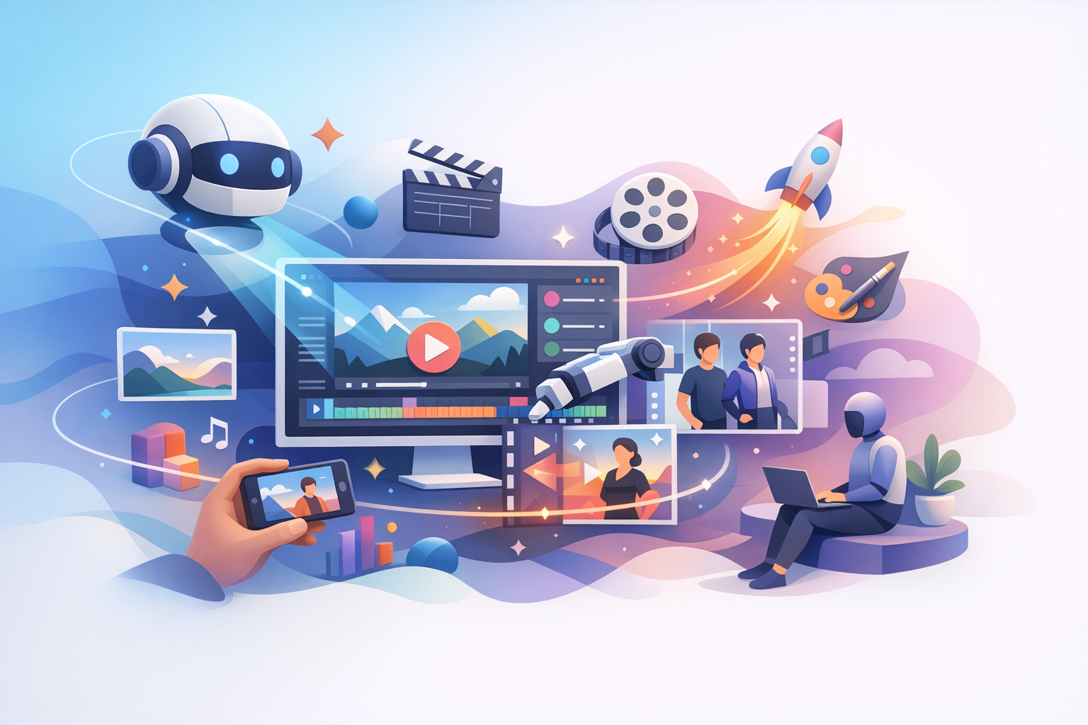 Zobrazení nástrojů AI pro video v digitálním obsahu