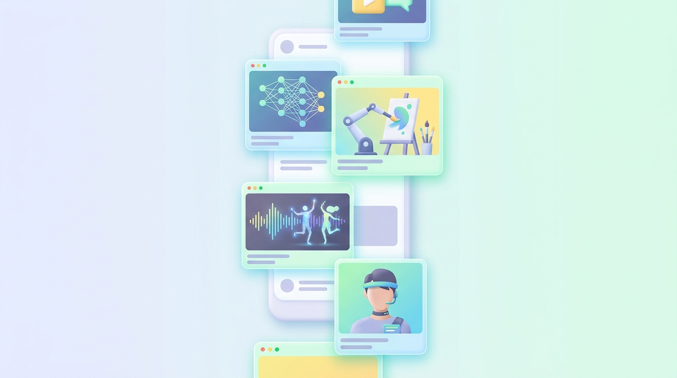 Crowded TikTok feed with AI-generated content