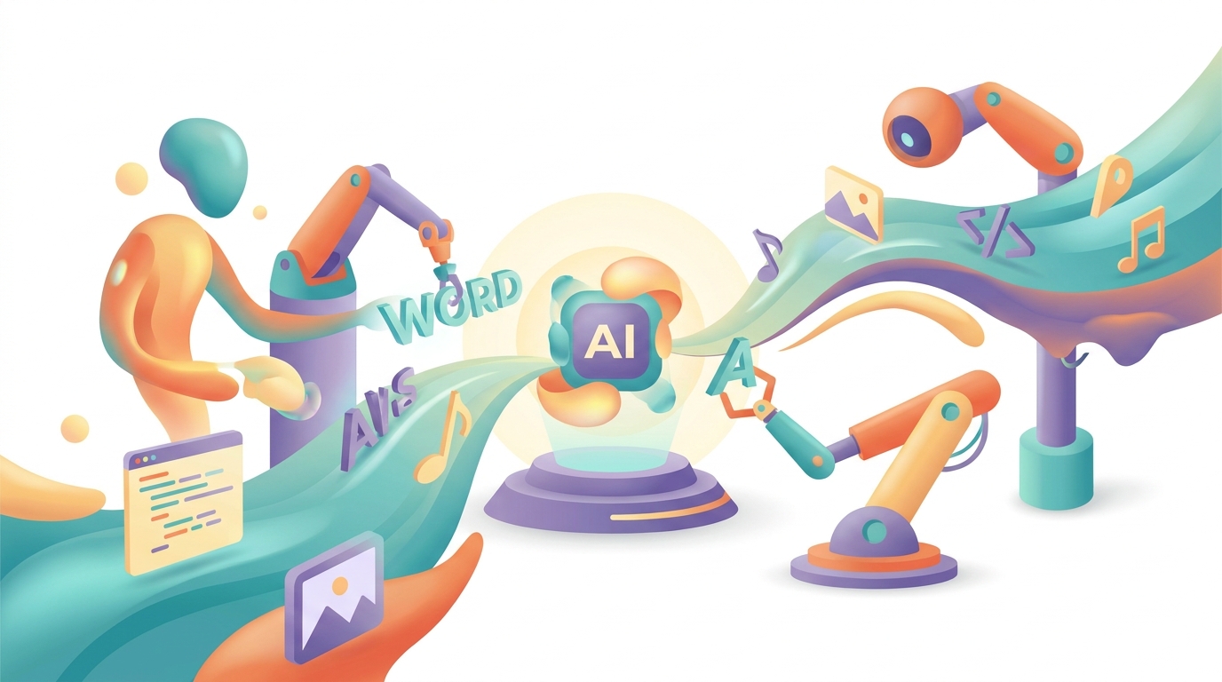 AI creating content in a futuristic studio