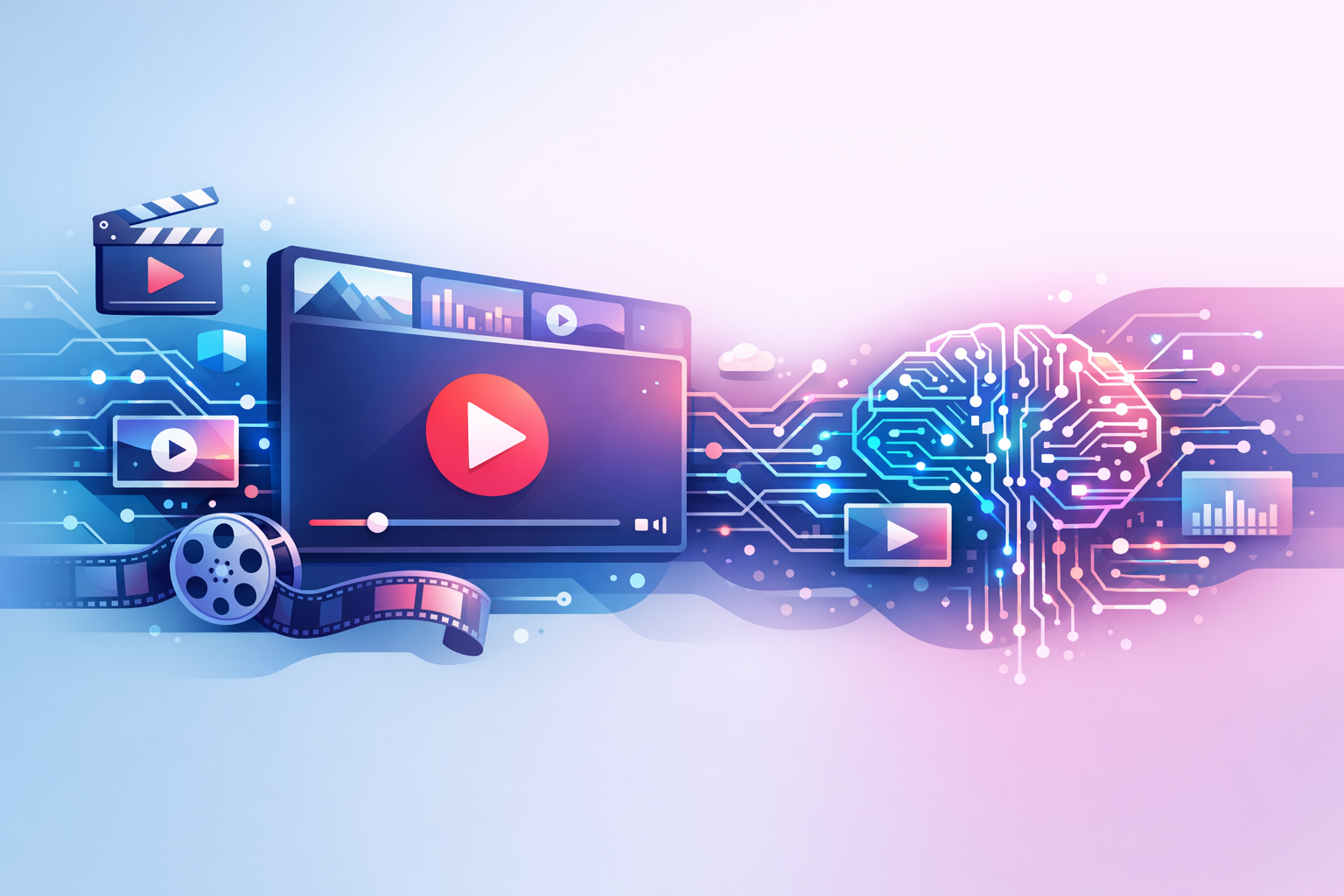 Futuristic video technology and AI.