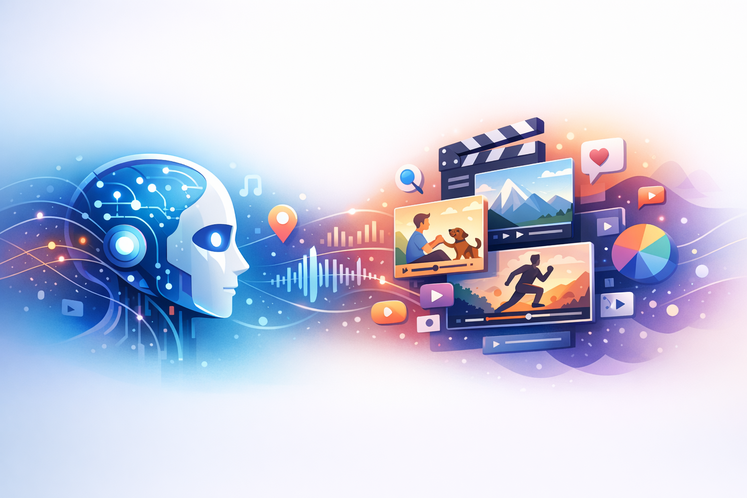 AI processing video content illustration