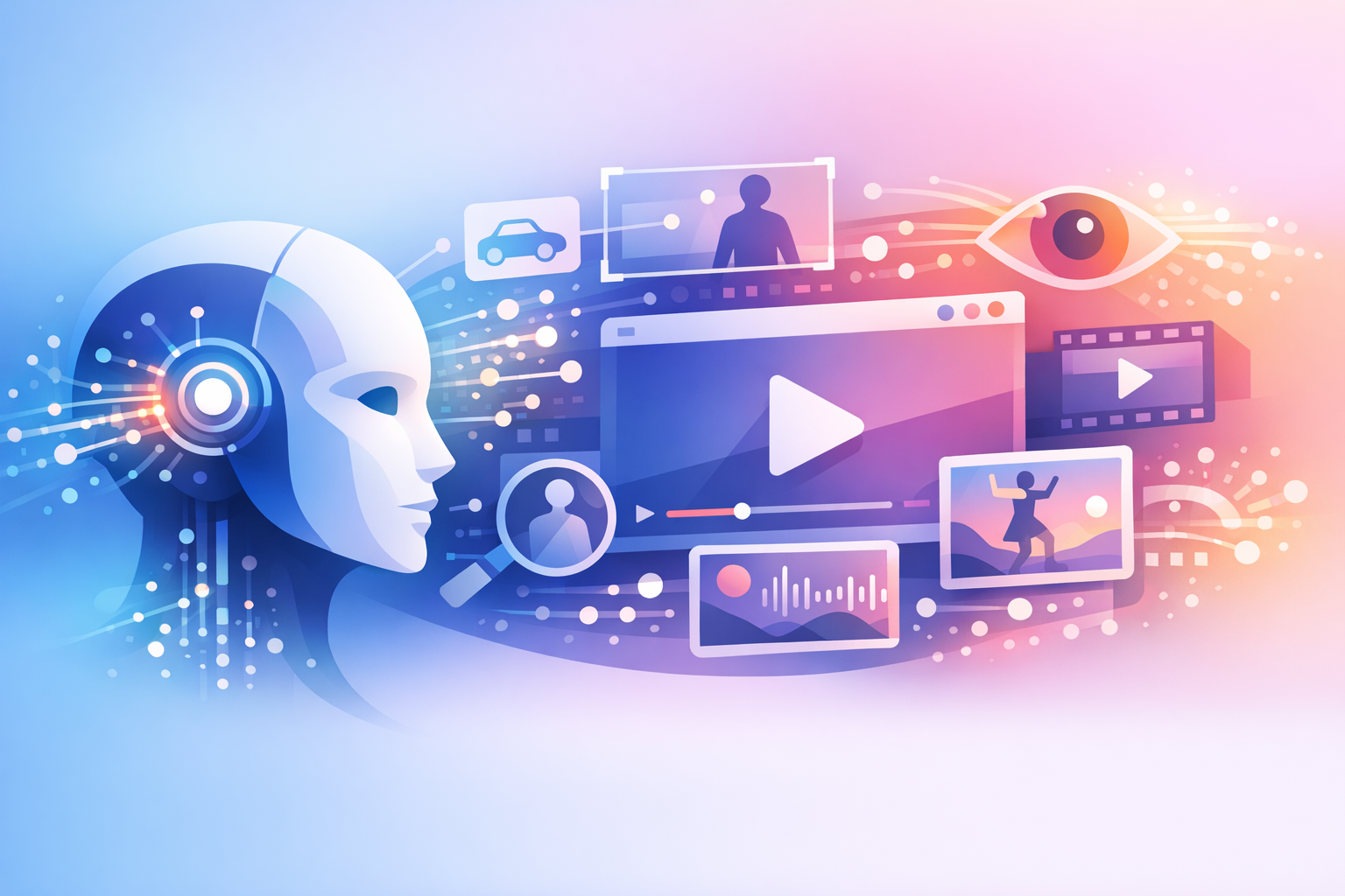 AI processing video content illustration