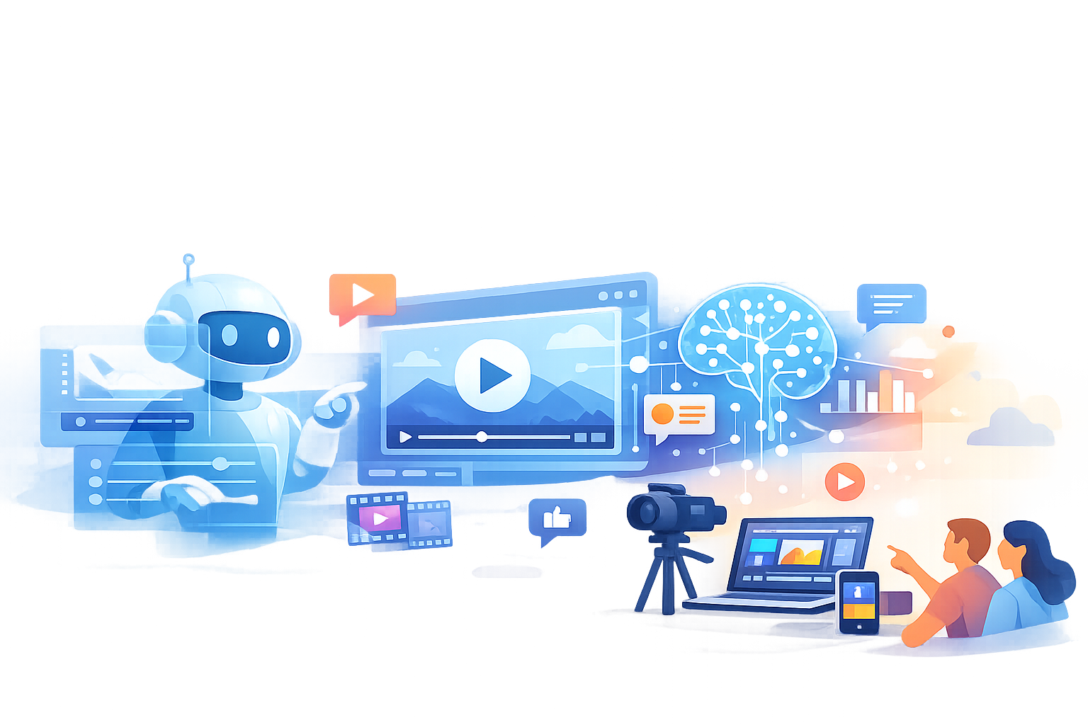 AI-driven video content creation illustrating transparency.