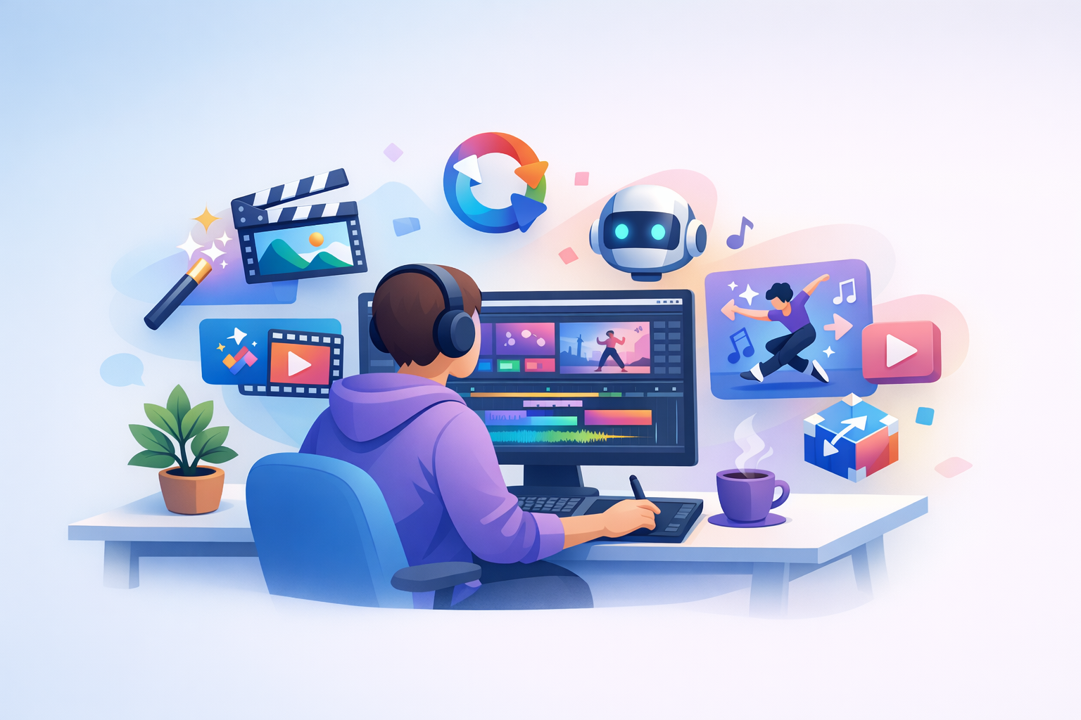 Faceless creator using AI tools for video remix