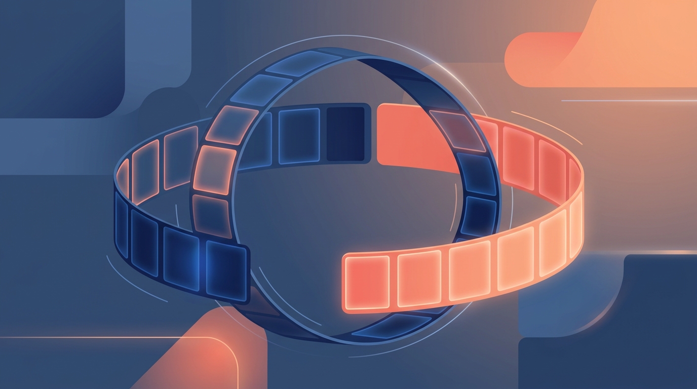 Abstract illustration of a short video starting and replaying in a loop.