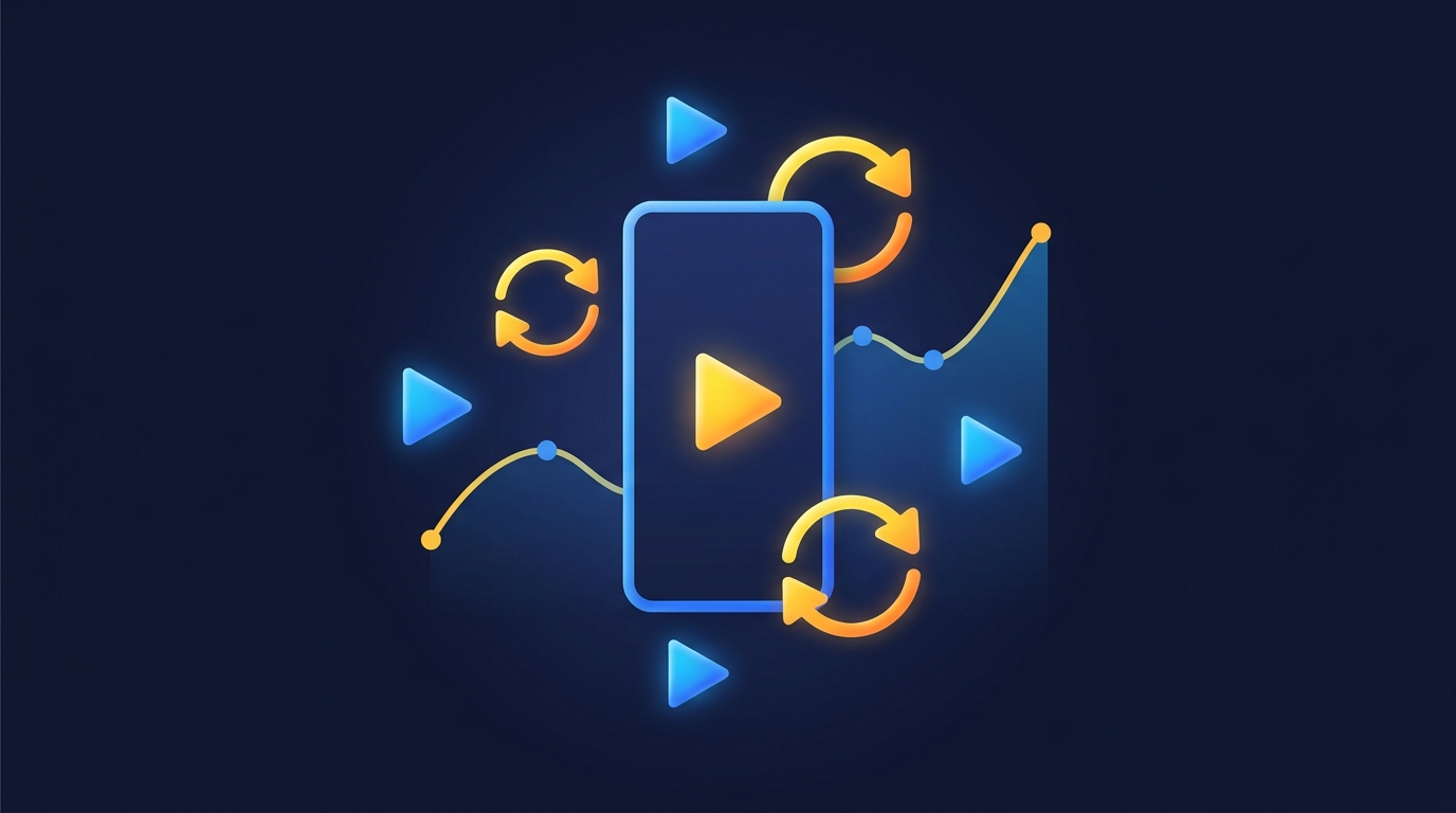 Illustration of YouTube Shorts playback starts, replays, and analytics.