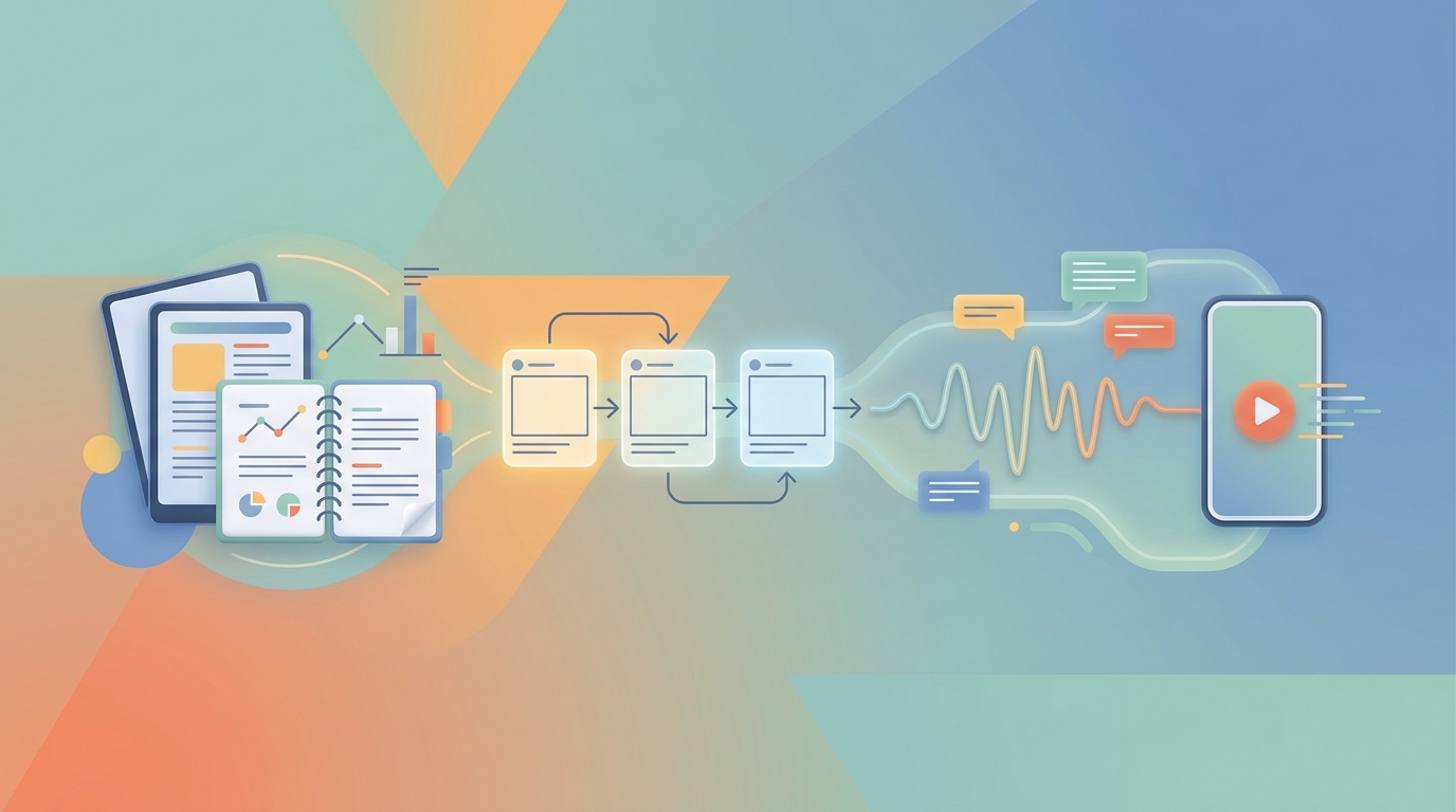 Illustration of an AI-assisted faceless Shorts production workflow.
