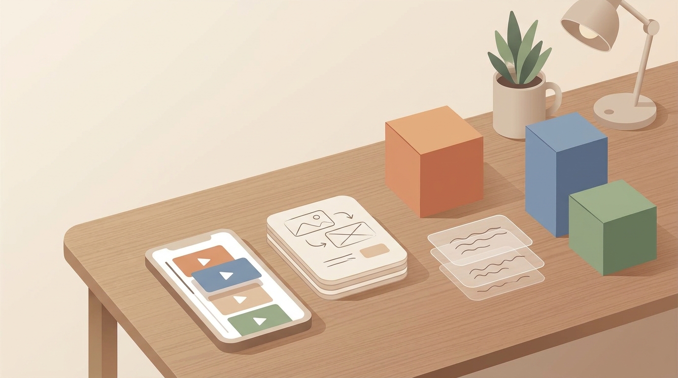 Illustration of a DTC team planning multiple short-form video variations.