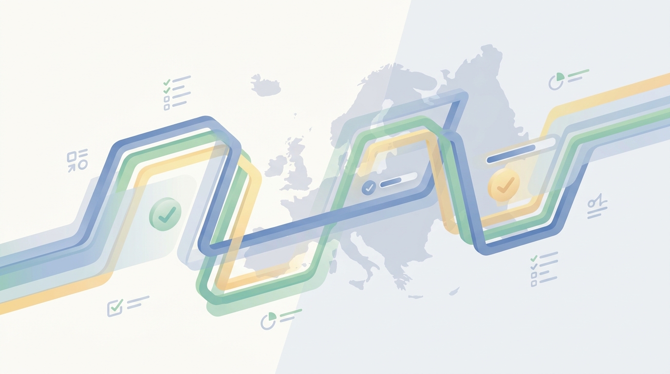 Illustration of an AI video disclosure workflow for European audiences